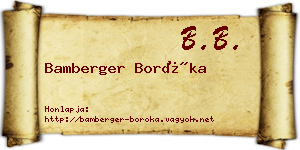 Bamberger Boróka névjegykártya
